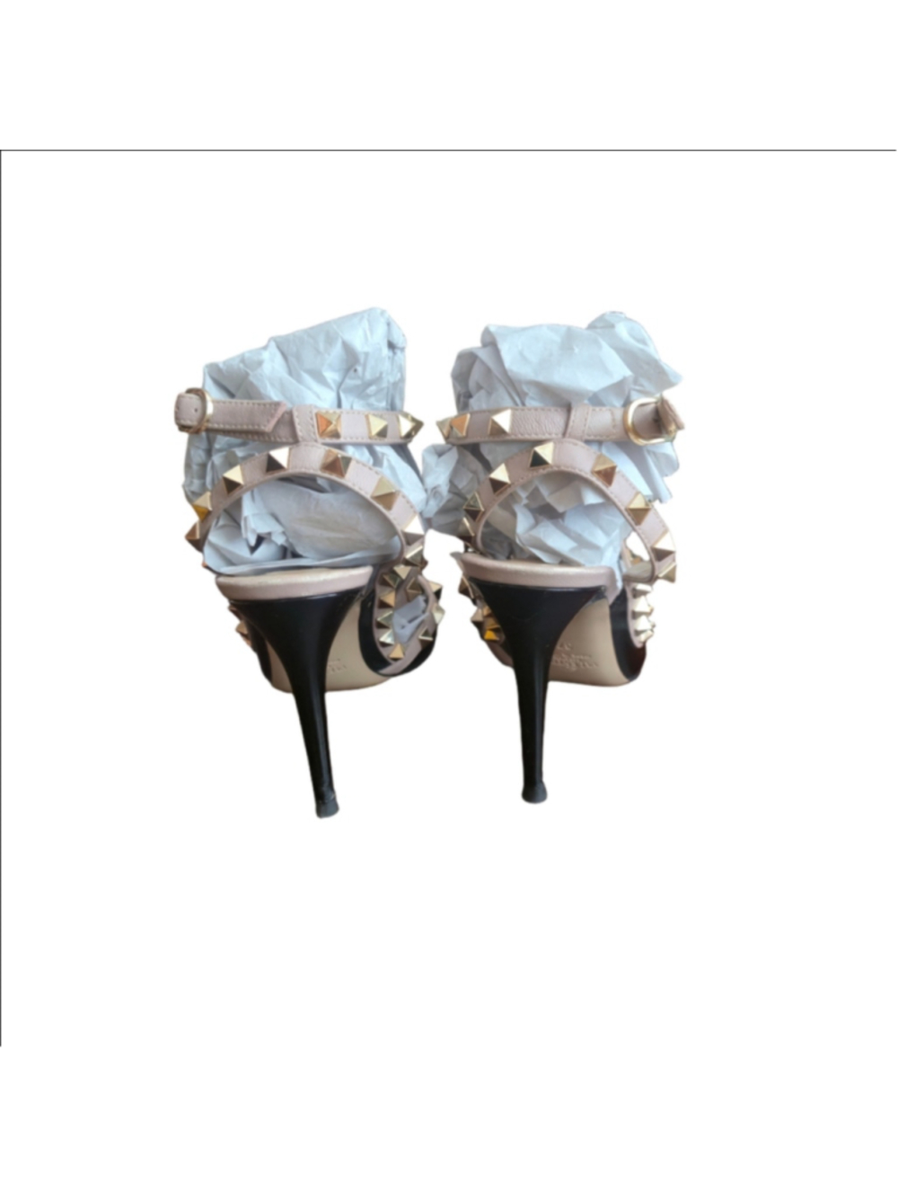Valentino Garavani Rockstud Caged Pumps Patent Leather Black & Beige size 37 - Picture 8 of 12